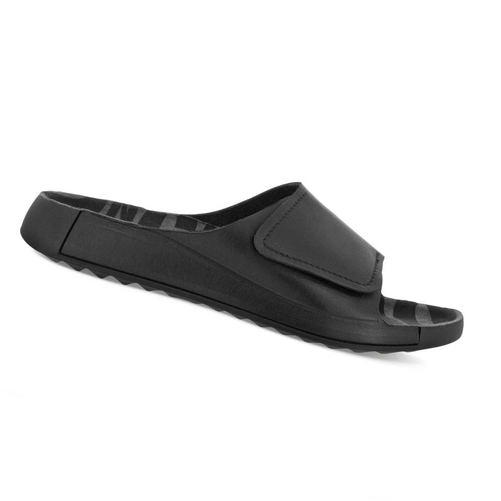 Men\'s Ecco 2nd Cozmo One Band Sandals Black | Canada 584QMA